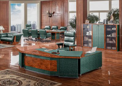6835 Government classic office furniture Green leather Big executive desk