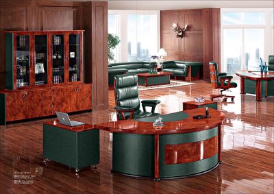 6833 L shape Band Walnut CEO Executive Office Table